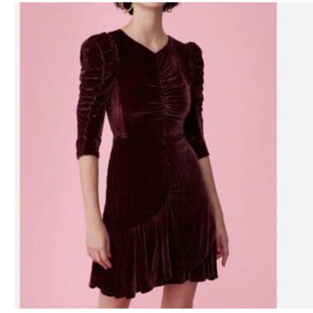 Rebecca Taylor Ruched Velvet Dress